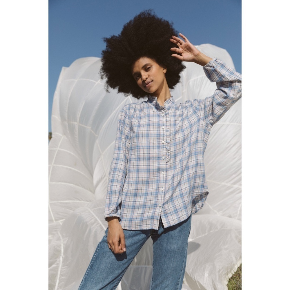 Tovata by Birds of Paradise Michelle Plaid Blouse Sz XS